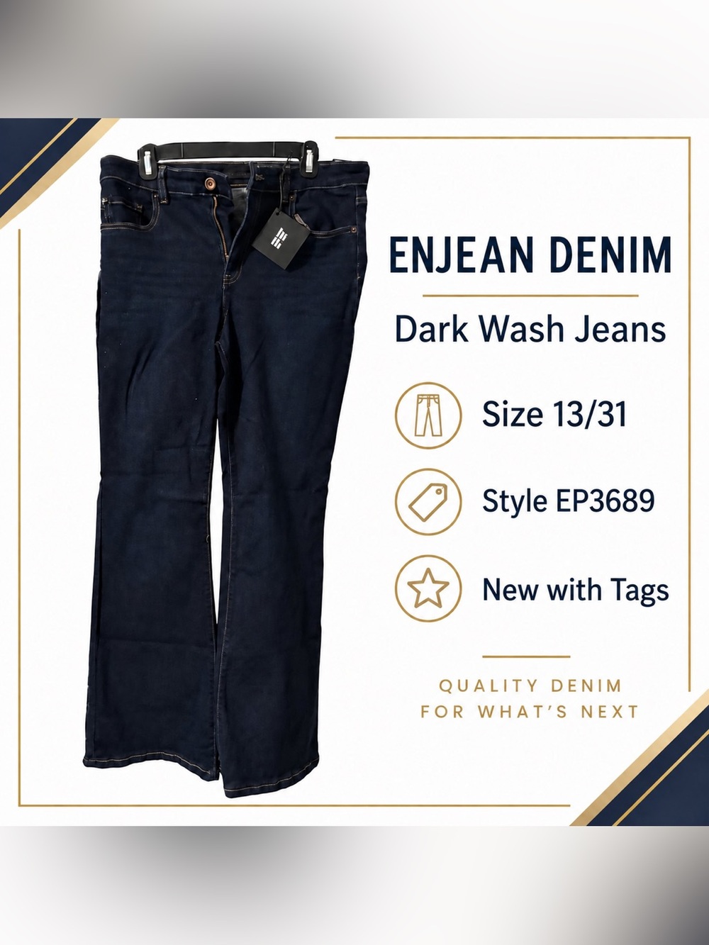 Enjean Denim Women's Dark Wash Flare Jeans - Size 13/31